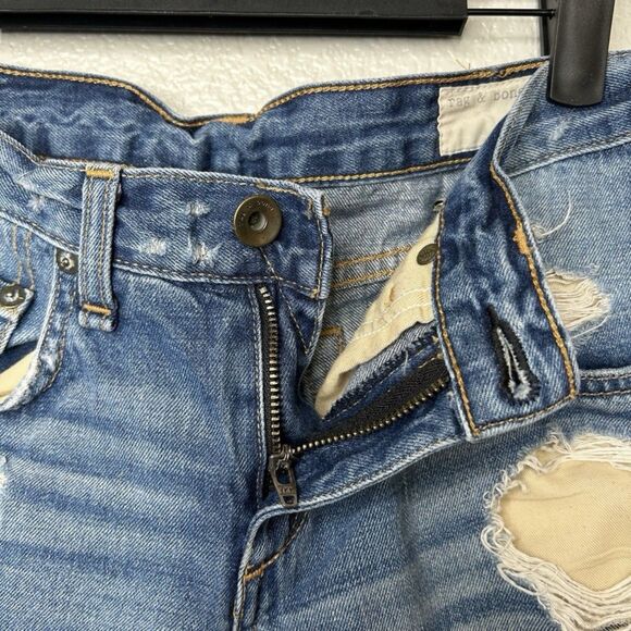 Rag & Bone Rebel Boyfriend Shorts Boho Distressed Denim Jean Shorts Size 25 - Picture 5 of 9